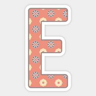 MONOGRAM LETTER E PINK FLORAL TYPOGRAPHY DESIGN Sticker